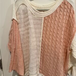 POL Women's Cream and Pink Knit Sweater
